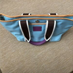 Coach Blue and Brown Tote with Purple Accent